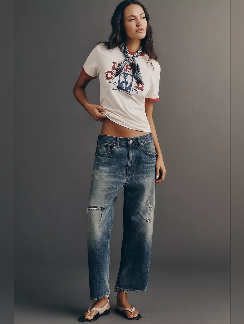 ❣️🪷NWT Anthropologie x Scotch & Soda Lucky You Ringer Tee In Eggnog Size XS 🌙